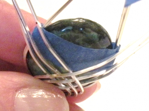 Judy Larson's Art Deco Wire Wrapped Pendant - , Classic Wire Jewelry, Wire Wrapping, Wrapping, Wire Wrapping Jewelry, Pull the wires down over the sides of the cabochon